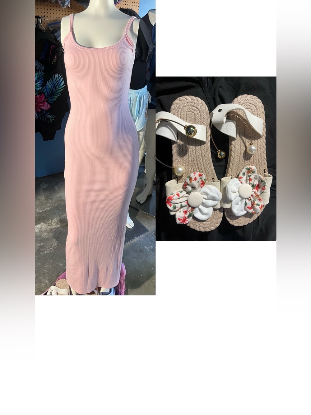 Women’s Pink Floral Accent Slide Sandals size 42